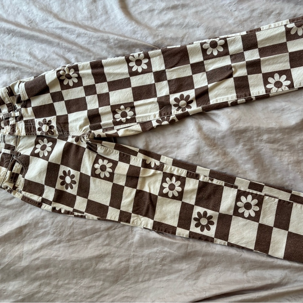 PacSun Checkered Floral Jeans